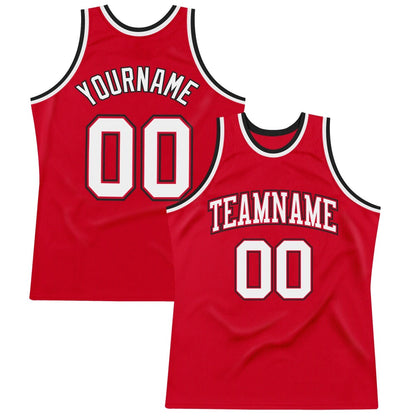 Custom Red White-Black High-quality  Throwback Basketball Jersey