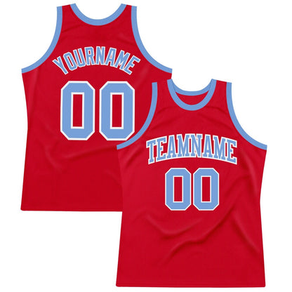 Custom Red Light Blue-White High-quality Throwback Basketball Jersey