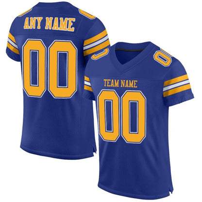 Custom Royal Gold-White Mesh High-quality Football Jersey