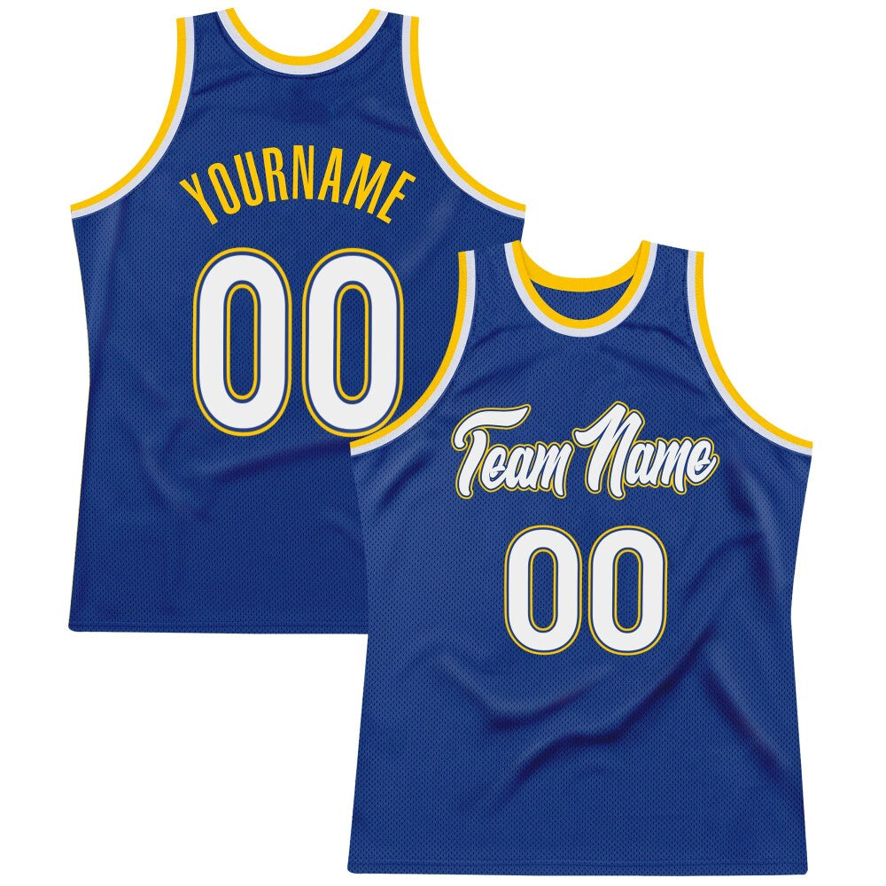 Custom Royal White-Gold High-quality Throwback Basketball Jersey