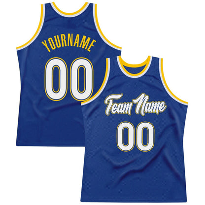 Custom Royal White-Gold High-quality Throwback Basketball Jersey