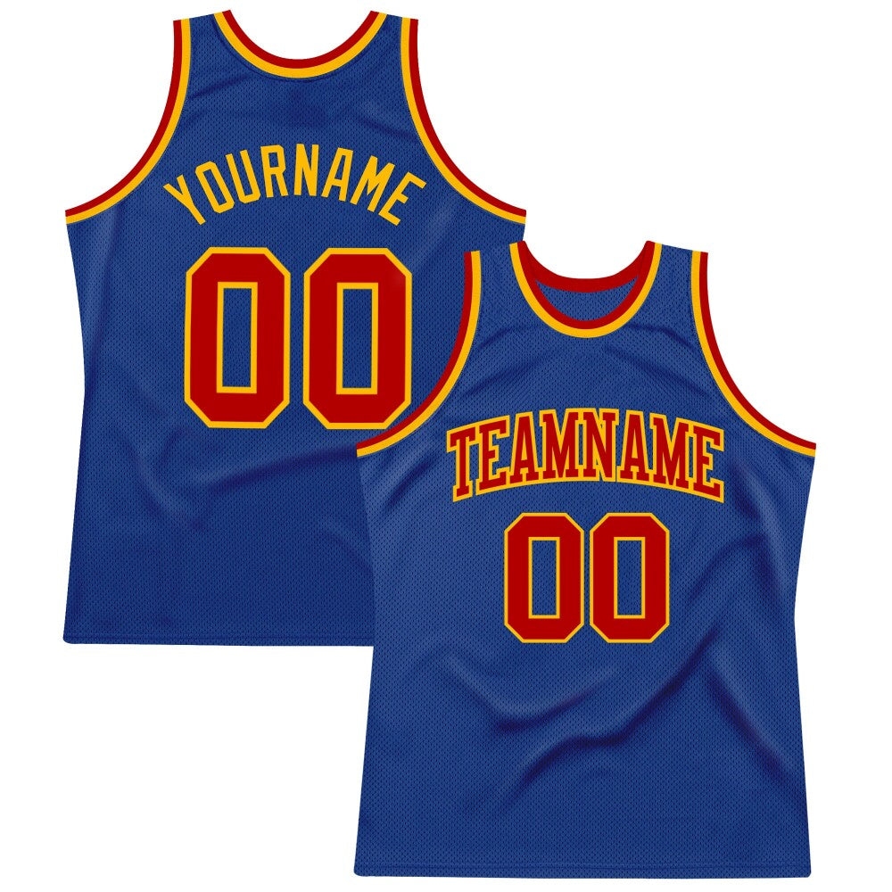 Custom Royal Red-Gold High-quality Throwback Basketball Jersey