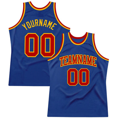 Custom Royal Red-Gold High-quality Throwback Basketball Jersey