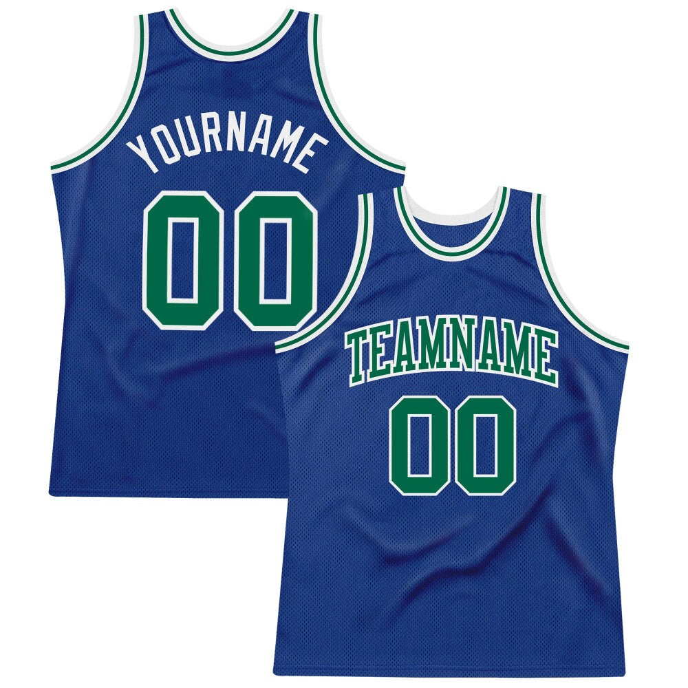 Custom Royal Kelly Green-White High-quality Throwback Basketball Jersey