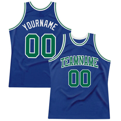 Custom Royal Kelly Green-White High-quality Throwback Basketball Jersey