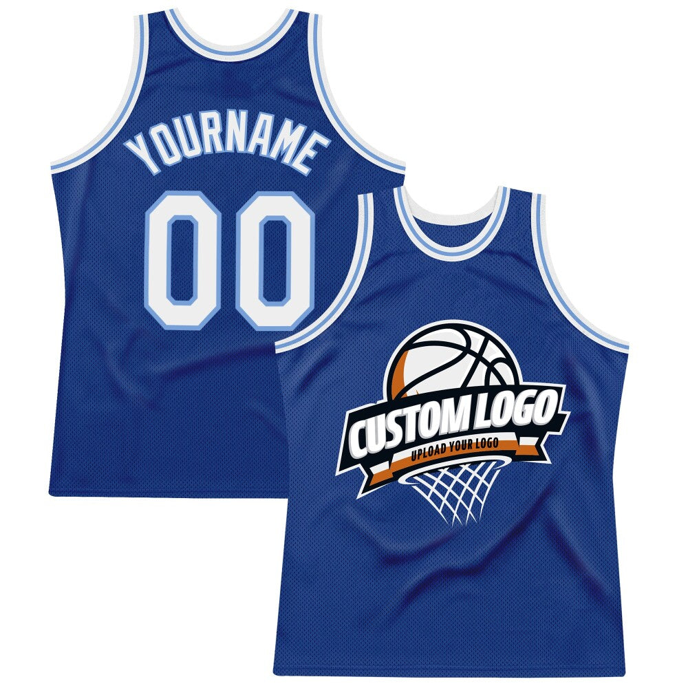Custom Royal White-Light Blue High-quality  Throwback Basketball Jersey