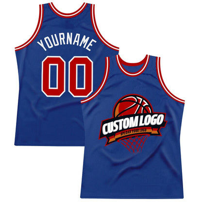 Custom Royal Red-White High-quality Throwback Basketball Jersey