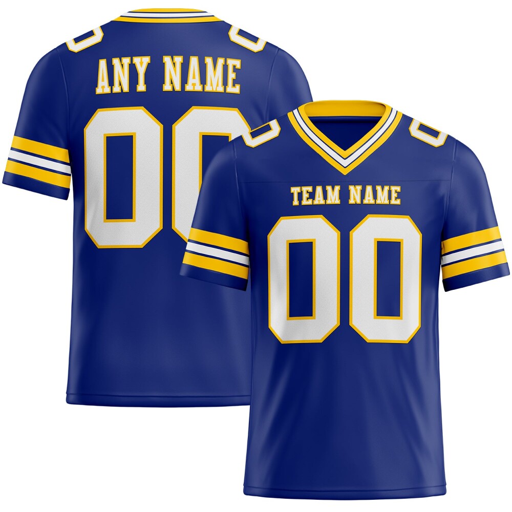 Custom Royal White-Yellow High-quality Football Jersey