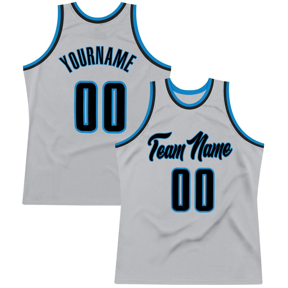 Custom Gray Navy-Blue High-quality Throwback Basketball Jersey