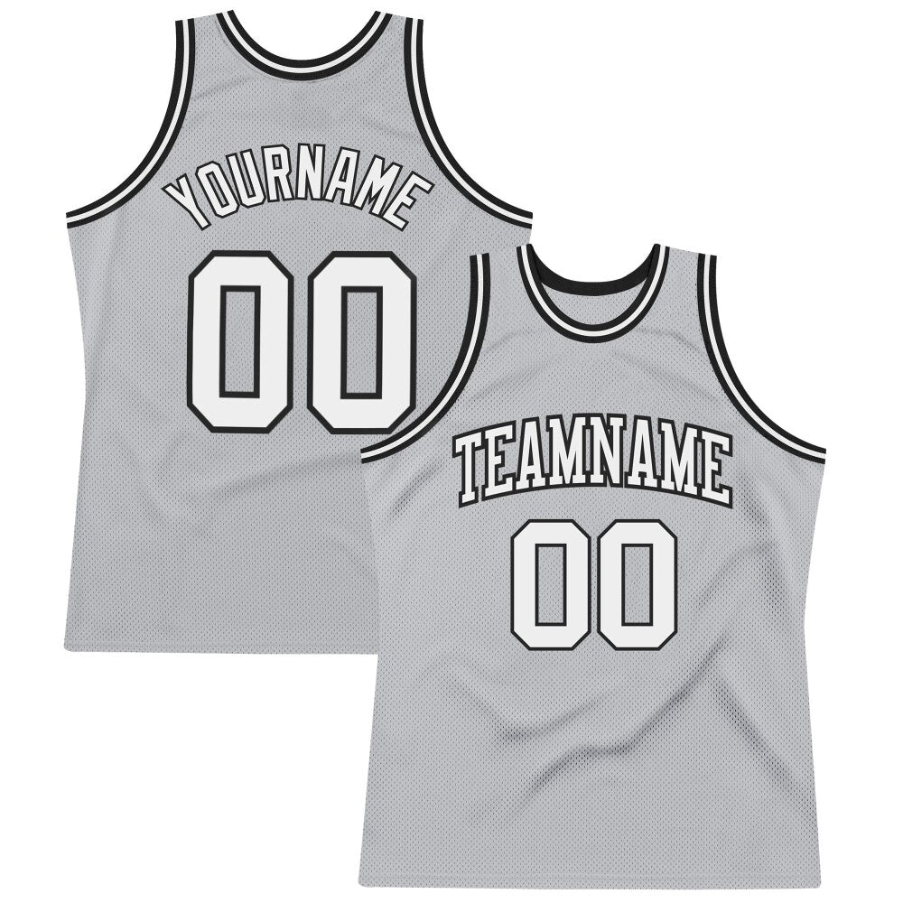 Custom Gray White-Black High-quality Throwback Basketball Jersey