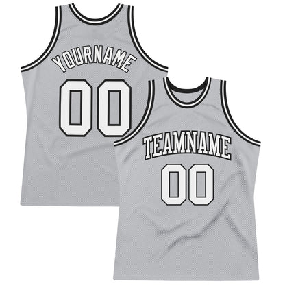 Custom Gray White-Black High-quality Throwback Basketball Jersey
