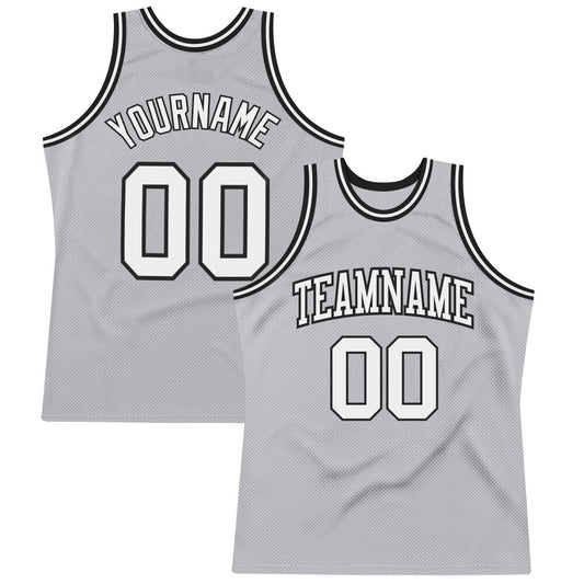 Custom Gray White-Black High-quality Throwback Basketball Jersey