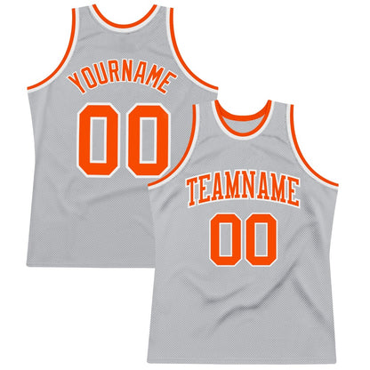 Custom Gray Orange-White High-quality Throwback Basketball Jersey