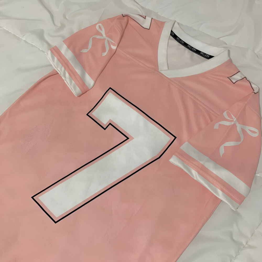 Custom Coquette Jersey, Pink White Custom Jersey, Personalized Bloom Jersey, Women Custom Name Number Jersey, Gift For Women