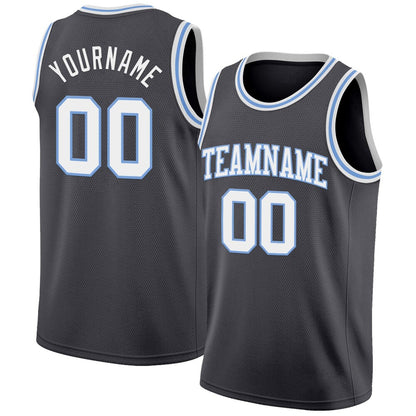 Custom Steel Gray White-Light Blue High-quality Basketball Jersey