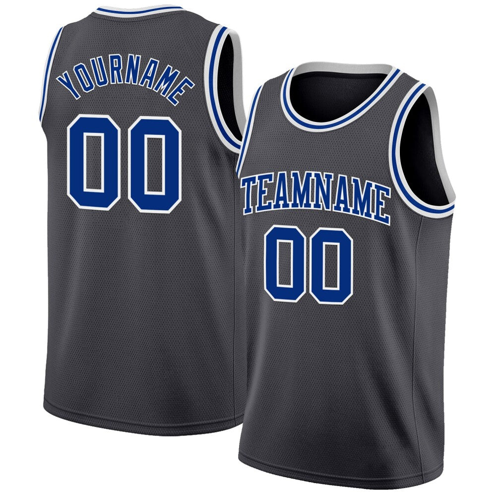 Custom Steel Gray Royal-White High-quality Basketball Jersey