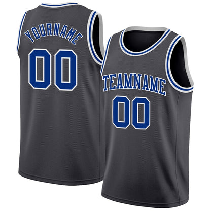 Custom Steel Gray Royal-White High-quality Basketball Jersey