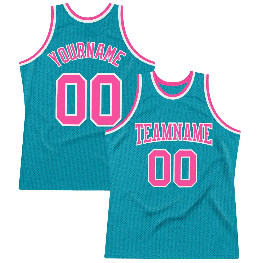 Custom Teal Pink-White High-quality Throwback Basketball Jersey