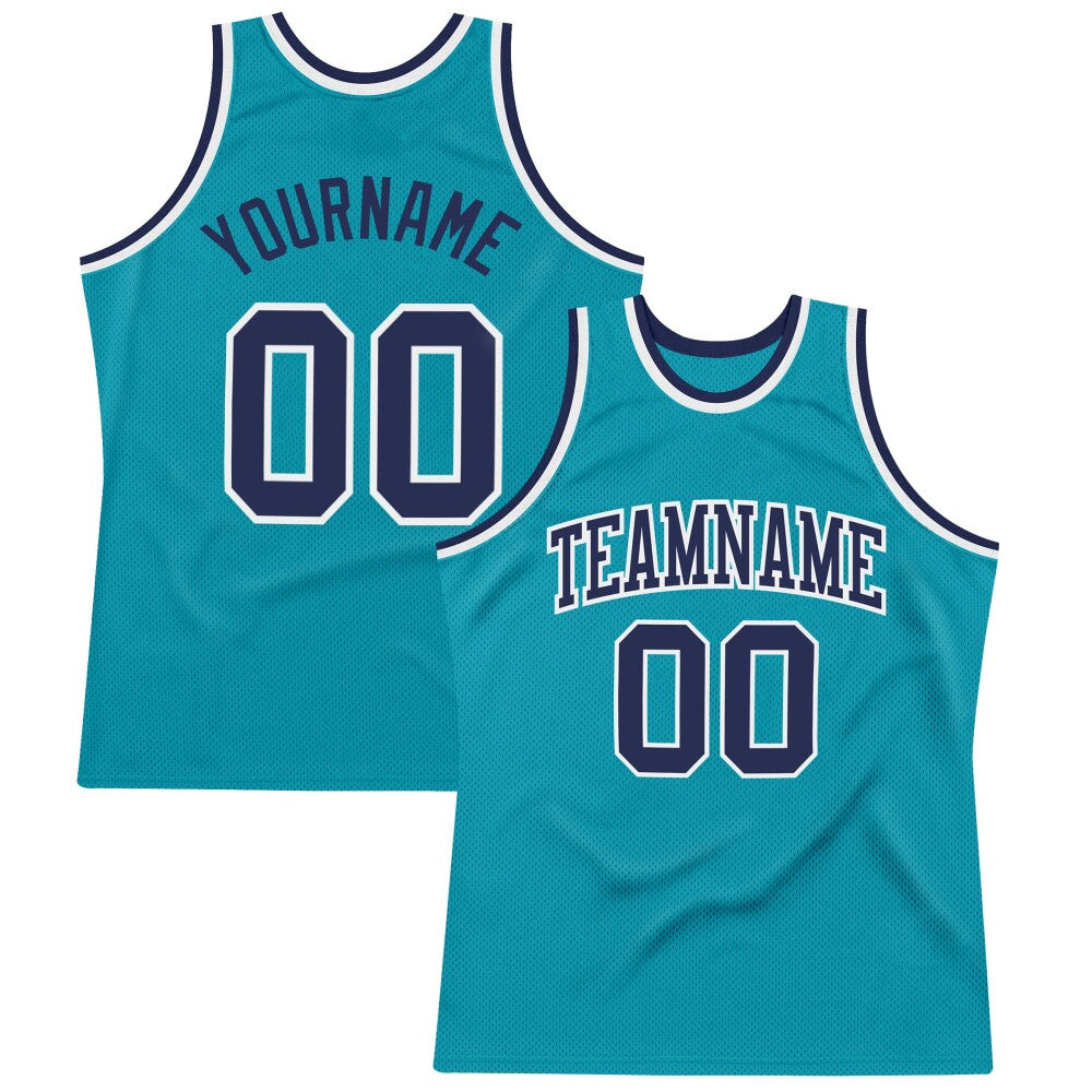 Custom Teal Navy-White High-quality Throwback Basketball Jersey