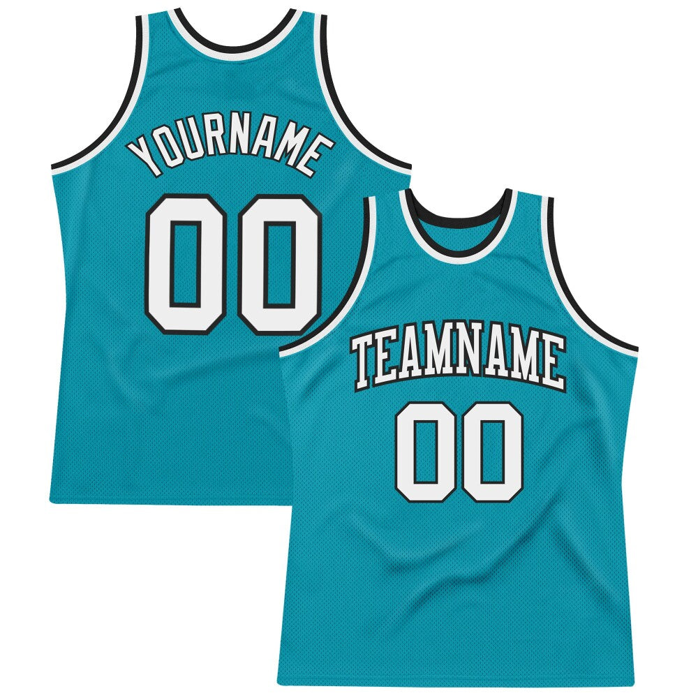 Custom Teal White-Black High-quality Throwback Basketball Jersey