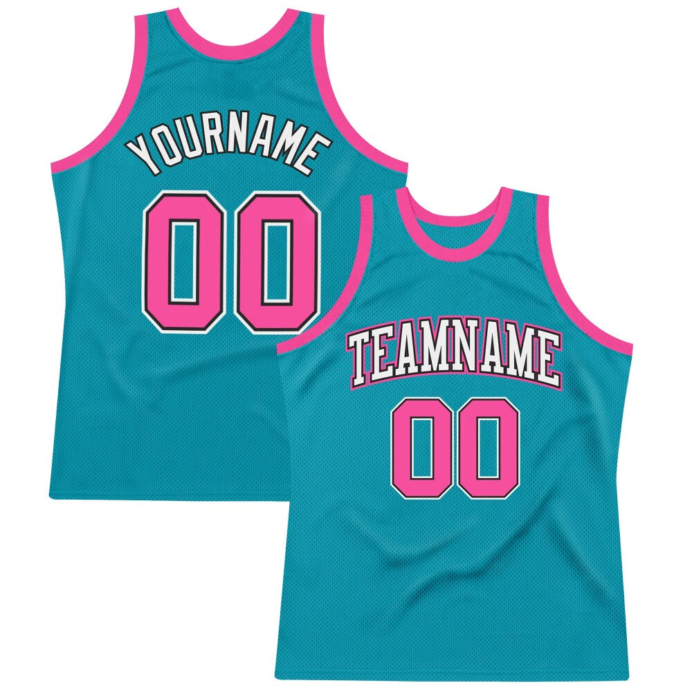 Custom Teal Pink-Black High-quality Throwback Basketball Jersey