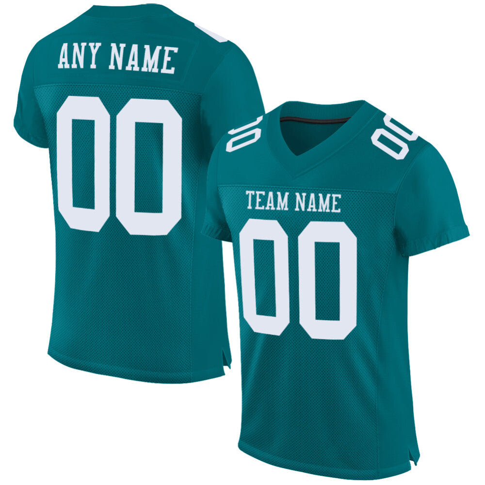 Custom Teal White Mesh High-quality Football Jersey