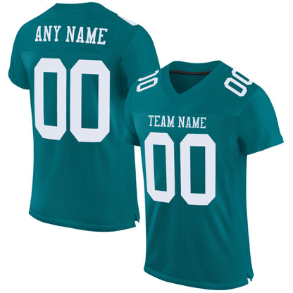 Custom Teal White Mesh High-quality Football Jersey