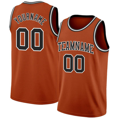 Custom Texas Orange Black-White High-quality Basketball Jersey