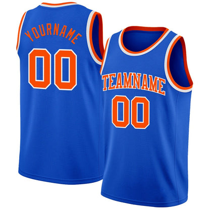 Custom Thunder Blue Orange-White High-quality Basketball Jersey