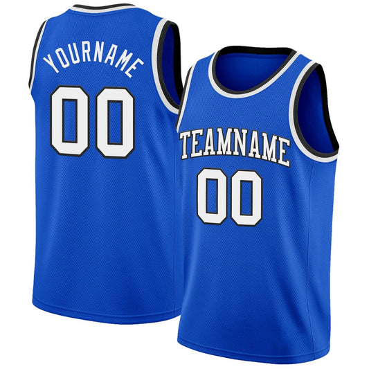Custom Thunder Blue White-Black High-quality Basketball Jersey