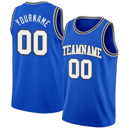 Custom Thunder Blue White Gray-Black High-quality Basketball Jersey