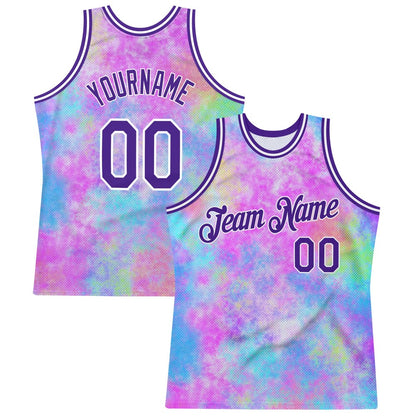 Custom Tie Dye Purple-White 3D Watercolor Gradient High-quality Basketball Jersey