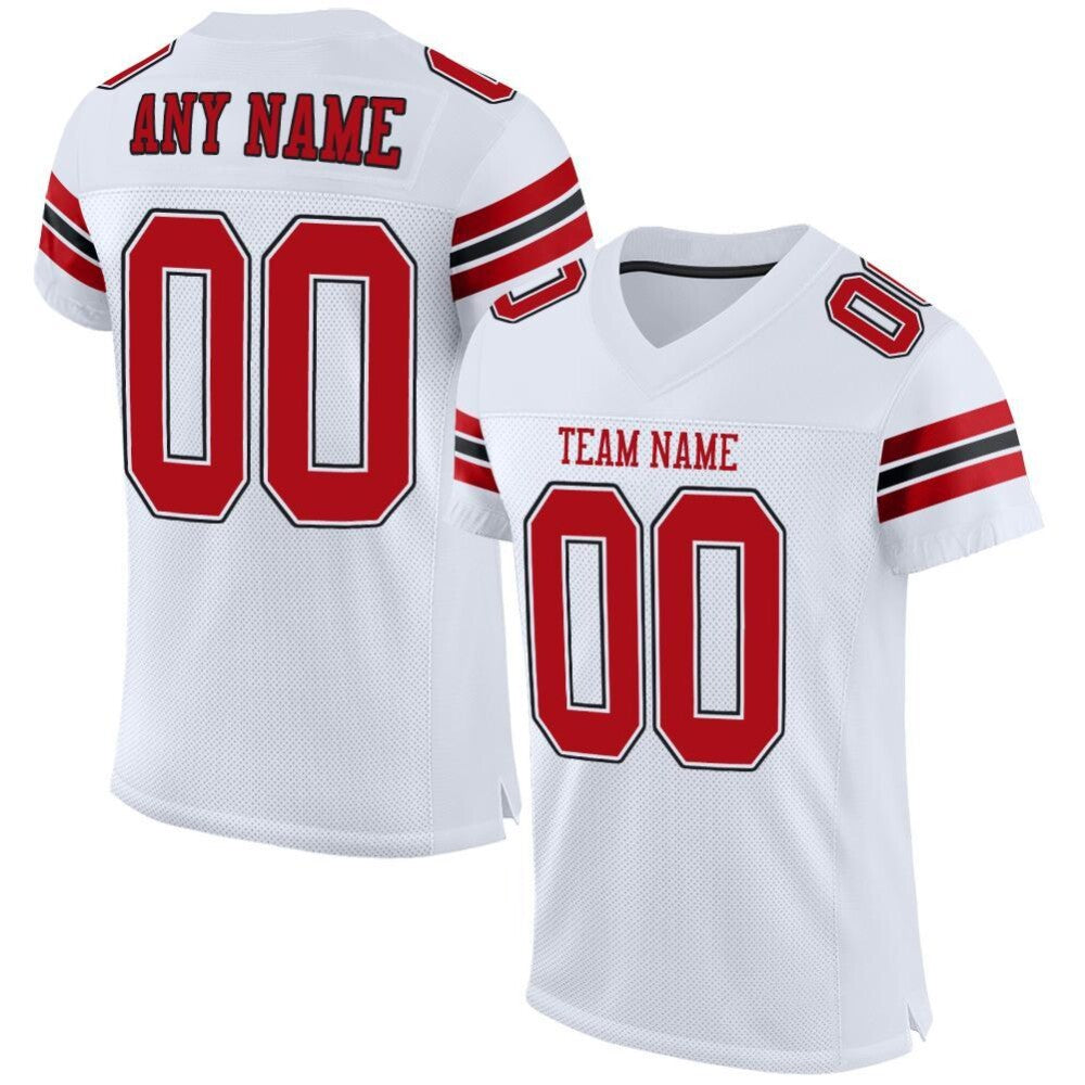 Custom White Red-Black Mesh High-quality Football Jersey