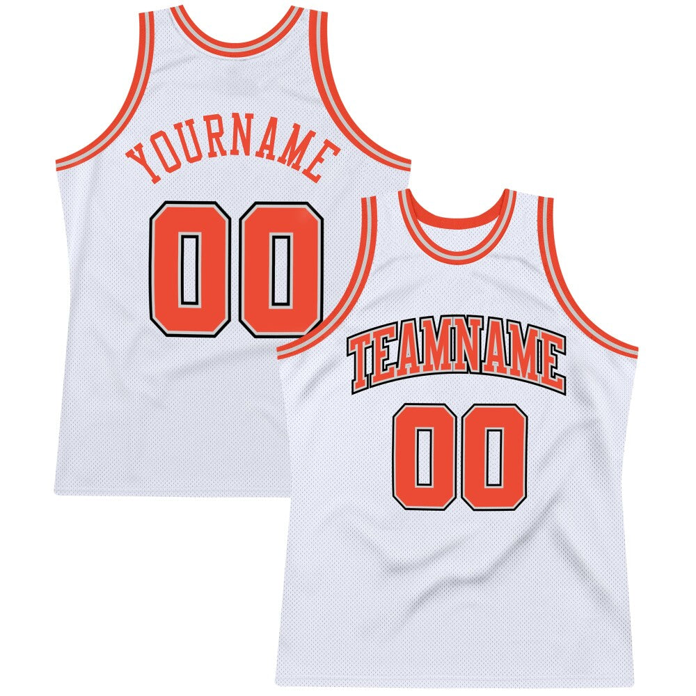 Custom White Orange-Gray High-quality Throwback Basketball Jersey