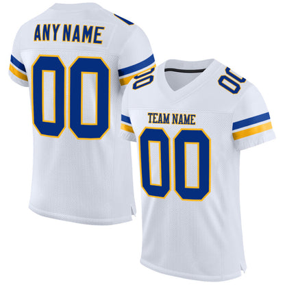 Custom White Royal-Gold Mesh High-quality Football Jersey