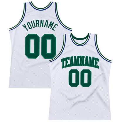 Custom White Green-Kelly Green High-quality Throwback Basketball Jersey