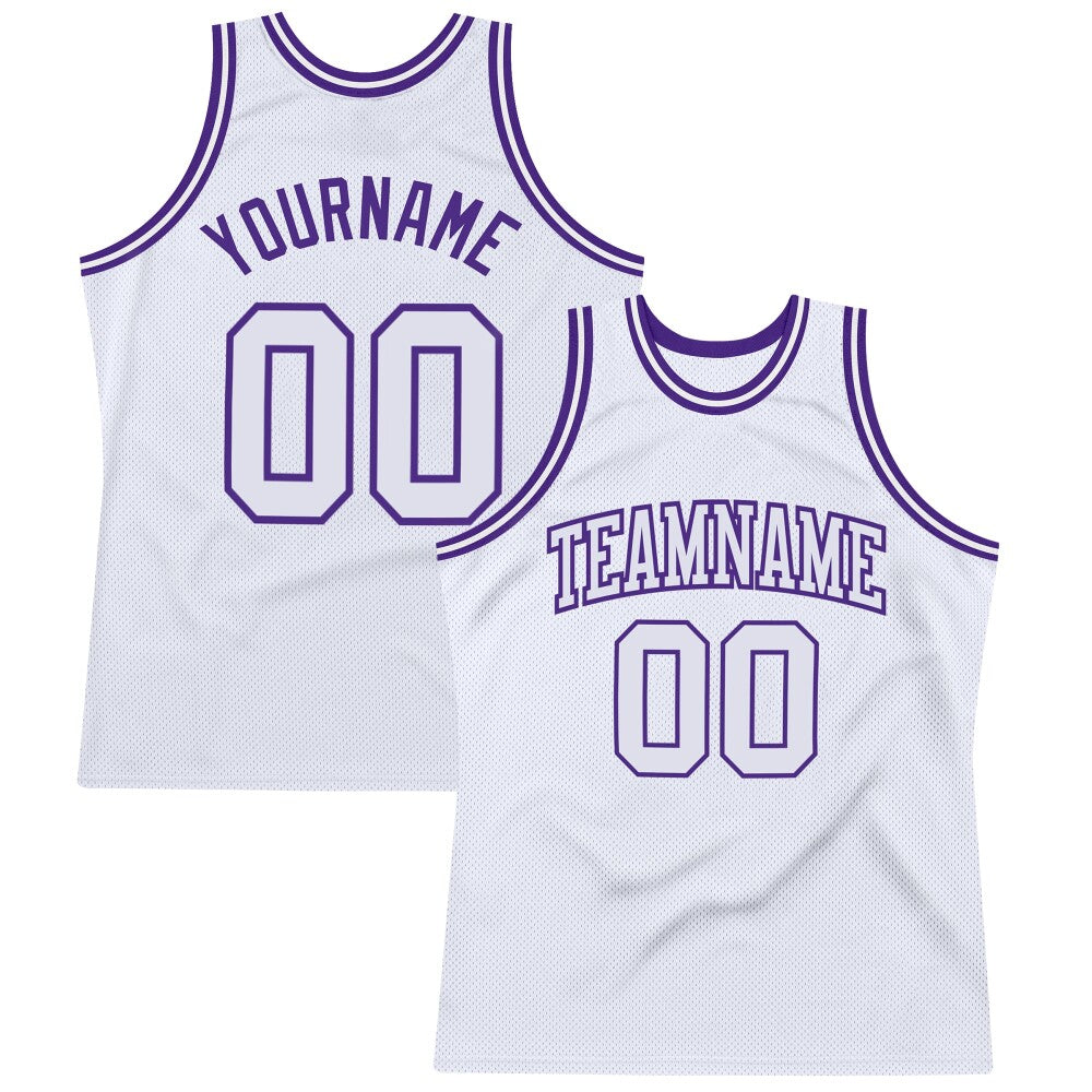 Custom White White-Purple High-quality Throwback Basketball Jersey