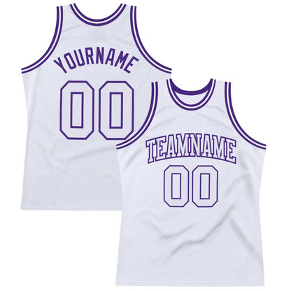 Custom White White-Purple High-quality Throwback Basketball Jersey