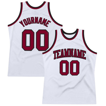 Custom White Maroon-Black High-quality Throwback Basketball Jersey