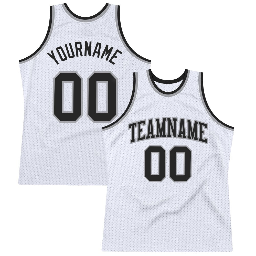 Custom White Black-Gray High-quality Throwback Basketball Jersey