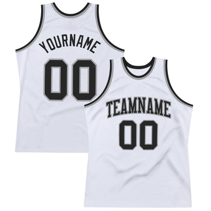 Custom White Black-Gray High-quality Throwback Basketball Jersey