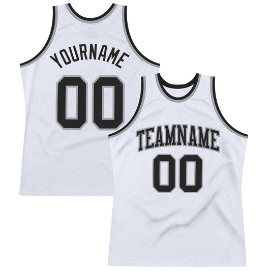 Custom White Black-Gray High-quality Throwback Basketball Jersey
