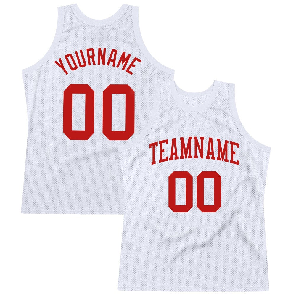 Custom White Scarlet High-quality Throwback Basketball Jersey
