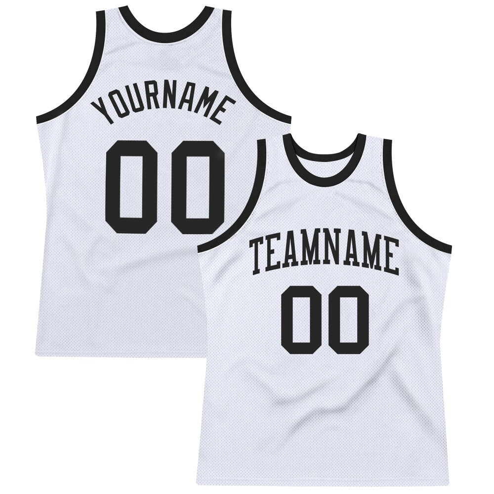 Custom White Black High-quality Throwback Basketball Jersey