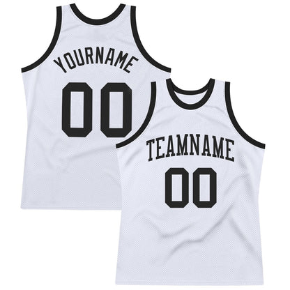 Custom White Black High-quality Throwback Basketball Jersey