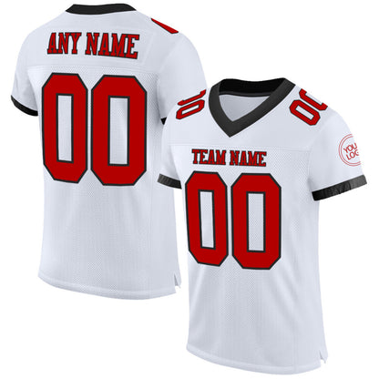 Custom White Red-Black Mesh High-quality Football Jersey