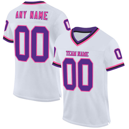Custom White Purple Pink-Black Mesh High-quality Throwback Football Jersey