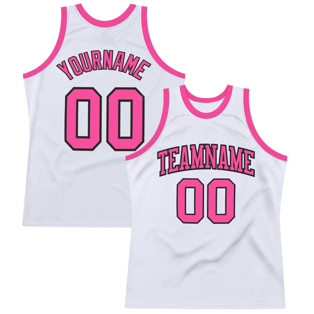 Custom White Pink-Black High-quality Throwback Basketball Jersey