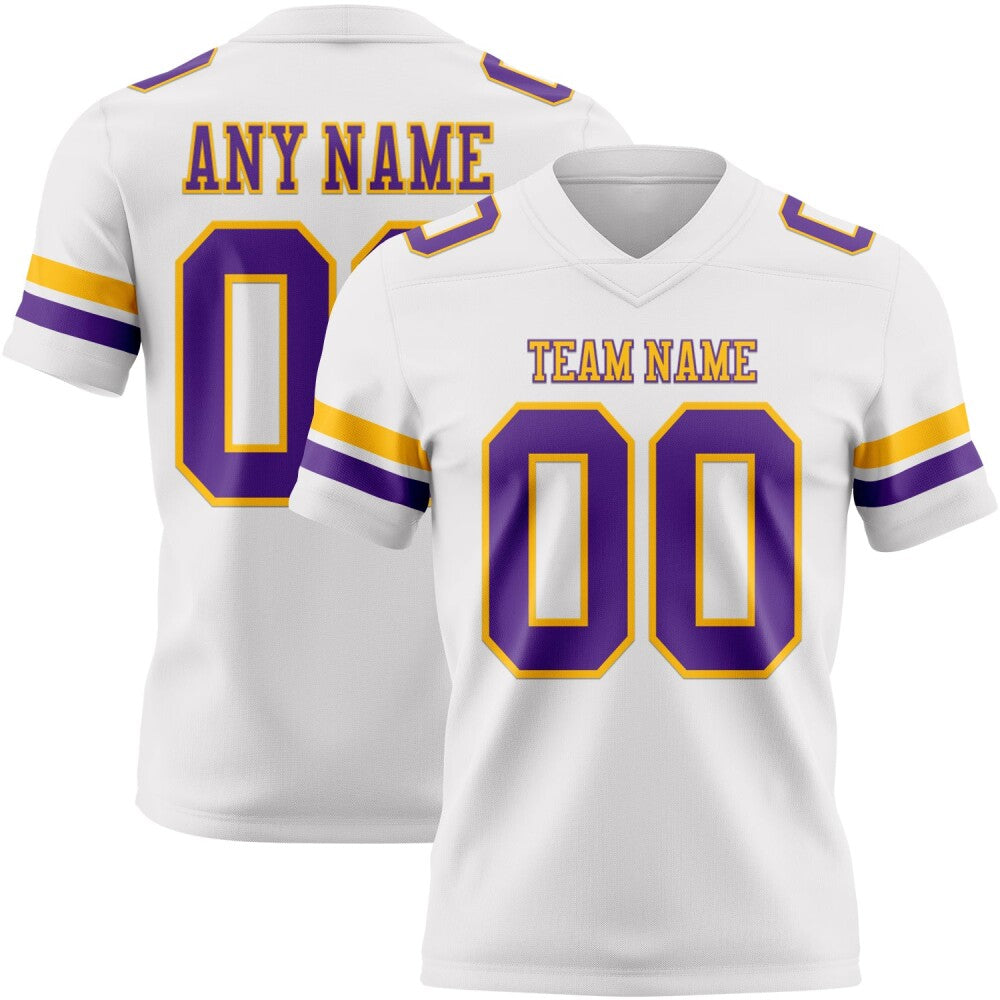 Custom White Purple-Gold High-quality Football Jersey