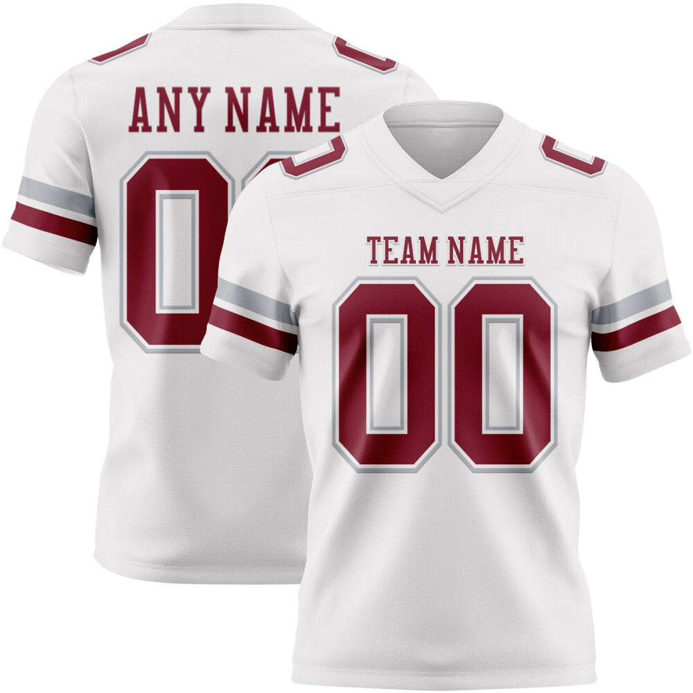 Custom White Crimson-Gray High-quality Football Jersey